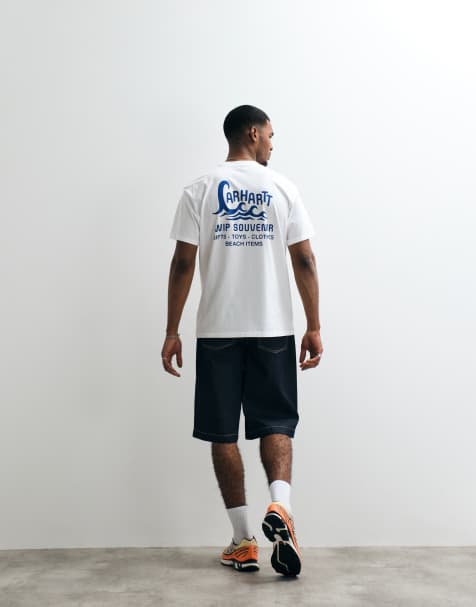 Carhartt WIP - Hvid T-shirt med bølgeprint på ryggen - view 1