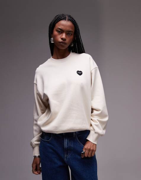 Carhartt WIP – Ingo – Gräddvit sweatshirt med hjärtlogga - view 1