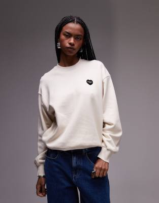 Carhartt WIP - Ingo - Sweatshirt in Creme mit Herzlogo-Weiß