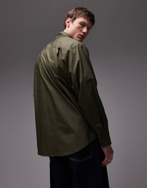 Carhartt WIP irwin long sleeve shirt in dark khaki | ASOS