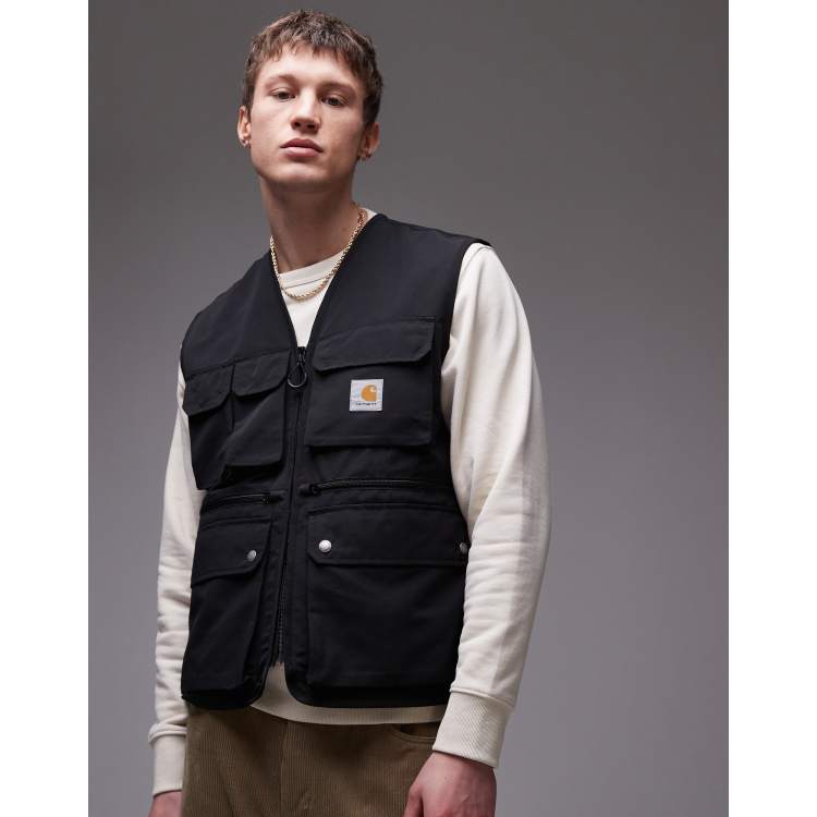 c-boy style Carhartt × black denim vest Vests Carhartt WIP Chore Vest Black | Footshop