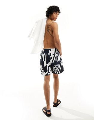 Carhartt WIP island marina print swim shorts in navy - ASOS Price Checker