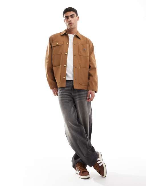 Carhartt WIP - Jack van imitatiesuède met zak in bruin, 4 van 4