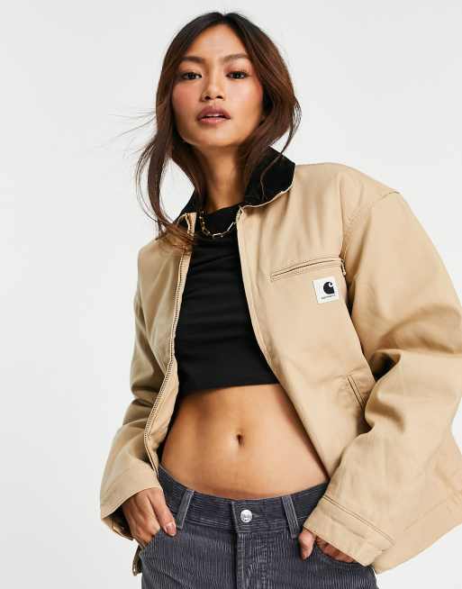 Carhartt WIP – Jacka med kontrastfärgad krage i manchester och ficka med logga