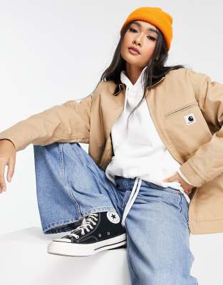 Carhartt Jacket With Contrast Corduroy Collar And Logo Pocket