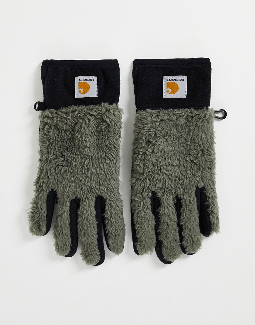 Carhartt WIP jackson fleece pile gloves in green