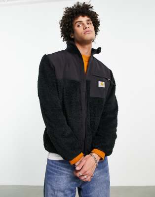 Carhartt WIP jackson pile fleece sweat jacket in black