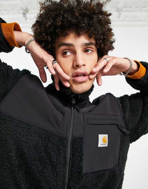 Carhartt WIP jackson pile fleece sweat jacket in black