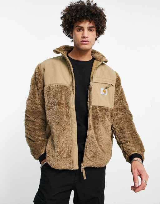 Carhartt WIP jackson pile fleece sweat jacket in brown