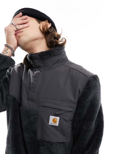 Carhartt WIP jackson pile half zip fleece sweat in black