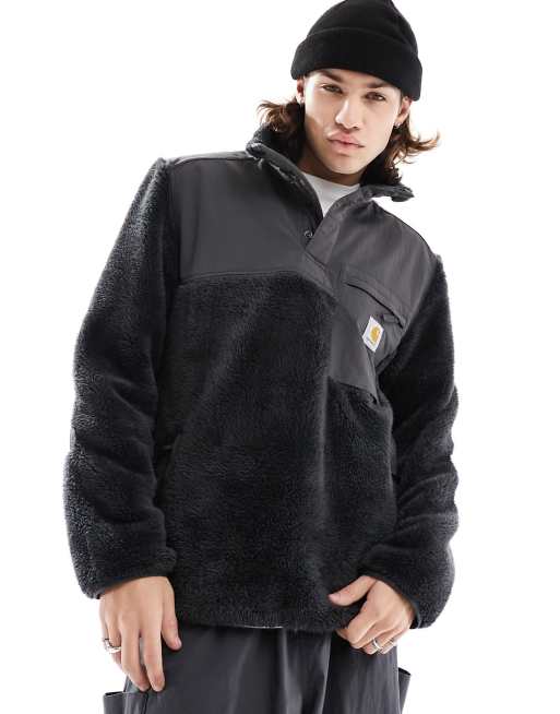 Carhartt WIP jackson pile half zip fleece sweat in black | ASOS