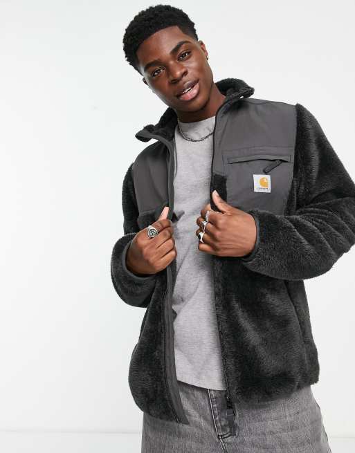Carhartt WIP – Jackson – Svart sweatshirt med dragkedja vid halsen i pilé-fleece