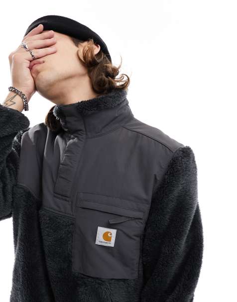 Carhartt WIP - Jackson - Sweater van hoogpolig fleece met halve rits in zwart - view 1