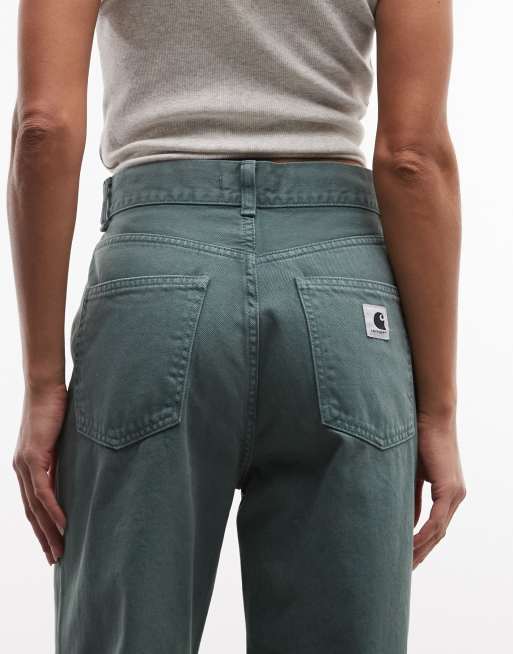 Carhartt WIP Jane loose jeans med vida ben i khaki, 4 av 5