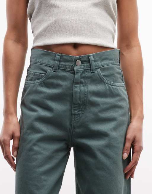 Carhartt WIP Jane loose jeans med vida ben i khaki, 5 av 5