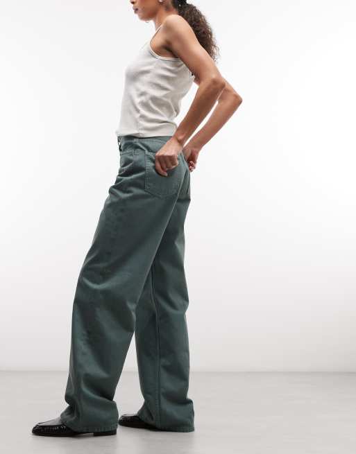Carhartt WIP Jane loose wide-leg jeans in khaki, 2 of 5