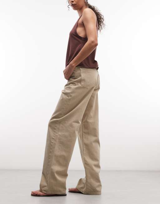 Carhartt WIP Jane losse jeans met wijde pijpen in beige, 2 van 5