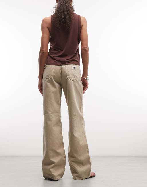 Carhartt WIP Jane losse jeans met wijde pijpen in beige, 3 van 5