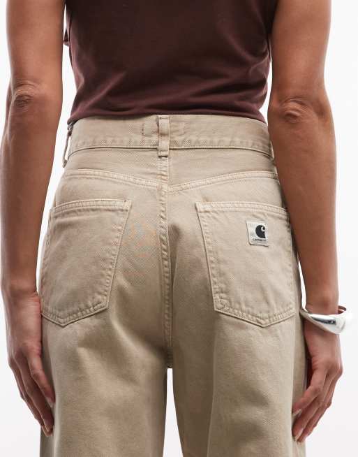 Carhartt WIP Jane losse jeans met wijde pijpen in beige, 4 van 5
