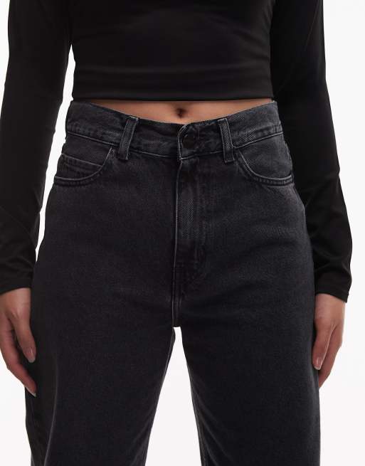 Carhartt WIP jane wide leg denim jeans in black stone wash, 5 of 5