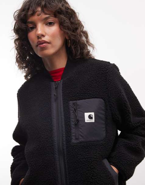 Carhartt WIP Janet borg zip through liner jacket in black - view 1