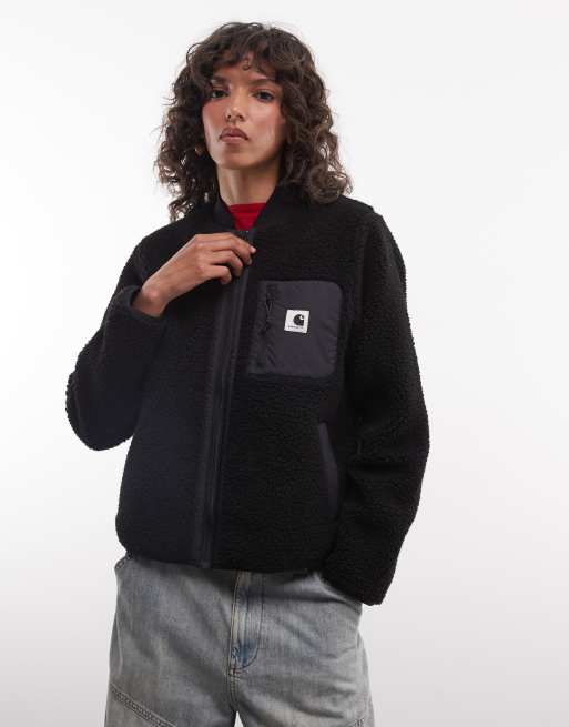 Carhartt WIP Janet borg zip through liner jacket in black, 2 of 4