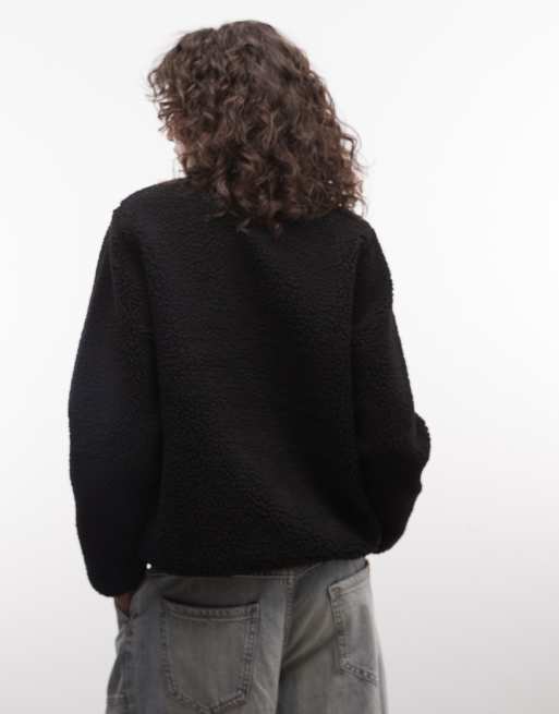 Carhartt WIP Janet borg zip through liner jacket in black, 3 of 4