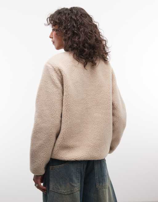 Carhartt WIP Janet borg zip through liner jacket in cream, 2 of 4