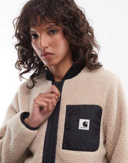 Carhartt WIP Janet borg zip through liner jacket in cream, 4 of 4