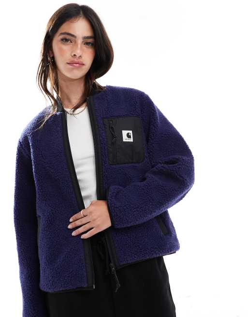 Carhartt WIP – Janet – Fioletowa zapinana na zamek kurtka ze sztucznego kożuszka