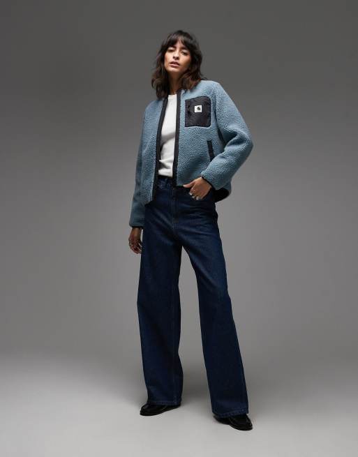 Carhartt WIP janet liner borg jacket in blue, 2 of 4