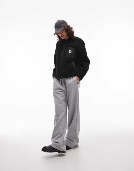 Carhartt WIP – Janet – Teddyfelljacke in Schwarz mit Reißverschluss | ASOS