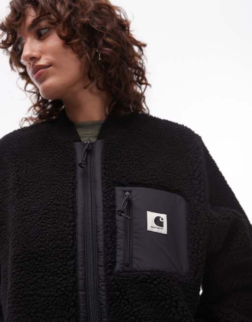 Carhartt WIP – Janet – Teddyfelljacke in Schwarz mit Reißverschluss | ASOS