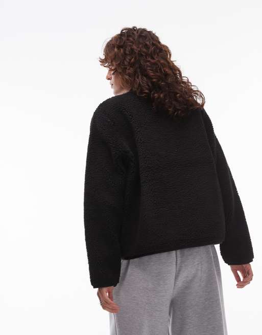 Carhartt WIP – Janet – Teddyfelljacke in Schwarz mit Reißverschluss | ASOS