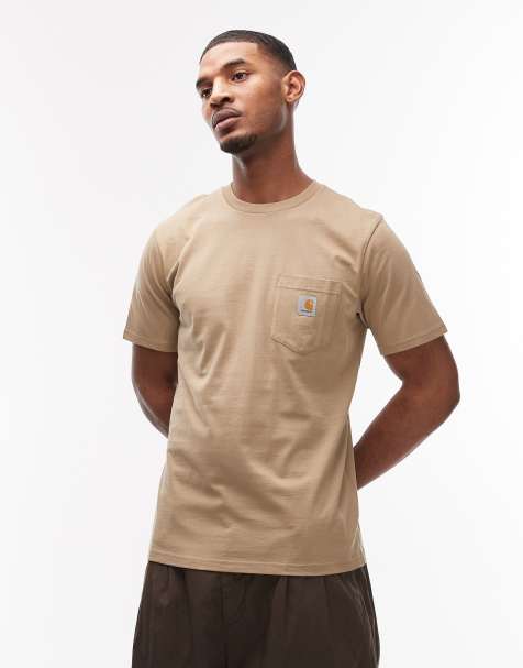 Carhartt WIP – Jasnobrązowy T-shirt z kieszenią - view 1