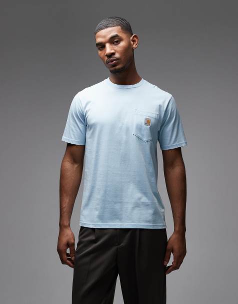 Carhartt WIP – Jasnoniebieski T-shirt z kieszonką - view 1