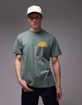CARHARTT ユニハシティスクリフトTシャツ I034852 0D2XX Carhartt WIP jazzy graphic t-shirt in dusky green | ASOS
