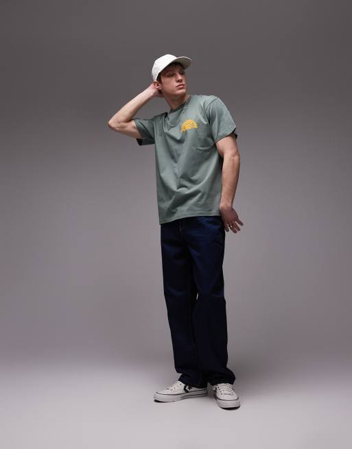 Carhartt WIP jazzy logo back print t-shirt in sage green, 3 of 4