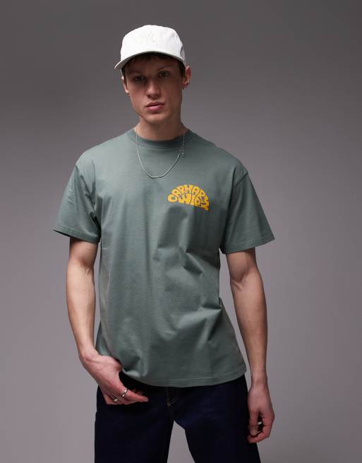 Carhartt WIP jazzy logo back print t-shirt in sage green, 4 of 4