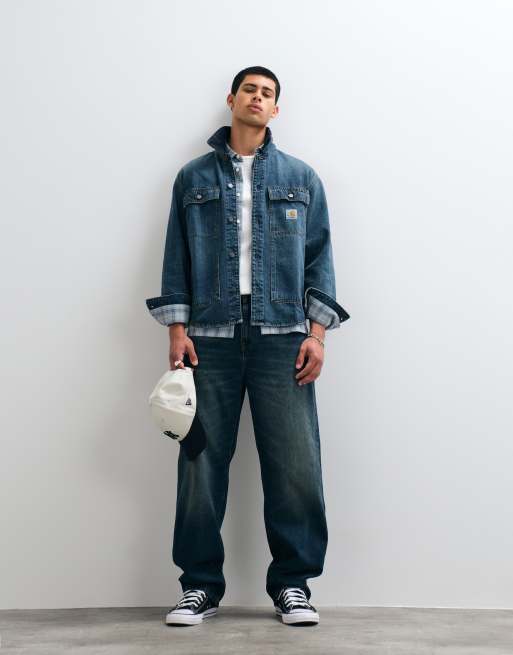 Carhartt WIP jean Aaron coupe regular fuselée bleu foncé délavé, 4 de 5