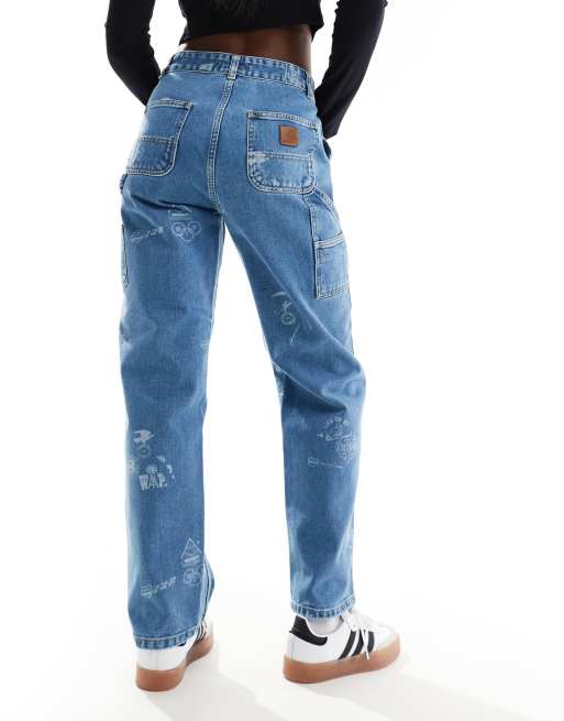 Carhartt WIP - Jean décontracté droit à imprimé style tampon - Délavé, 2 de 5