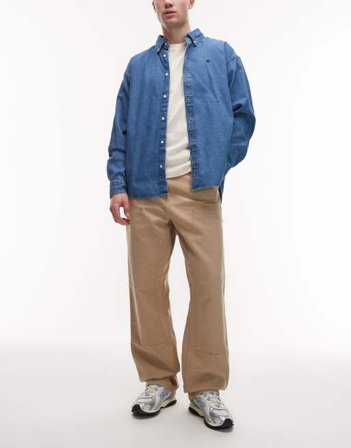 Carhartt WIP - Jean droit décontracté à genoux renforcés - Beige délavé, 2 de 5