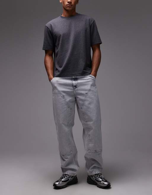 Carhartt WIP - Jeans comodi dritti con rinforzi sulle ginocchia in grigio