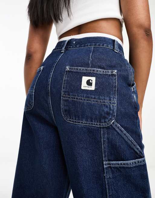 Carhartt WIP – Jens – Locker geschnittene Jeans in blauer Waschung mit hohem Bund 