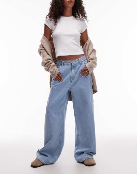 Carhartt WIP jens wide leg denim jeans in light blue stonewash - view 1