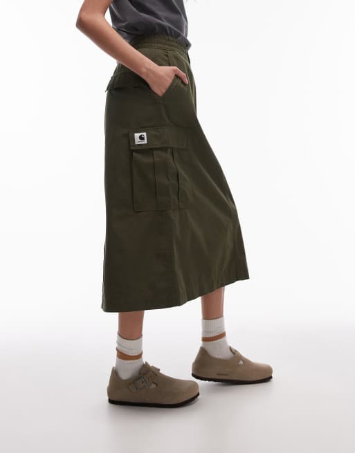 Carhartt WIP jet cargo skirt in khaki, 2 of 5