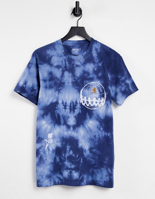 Carhartt WIP joint pocket print t-shirt in tie dye blue