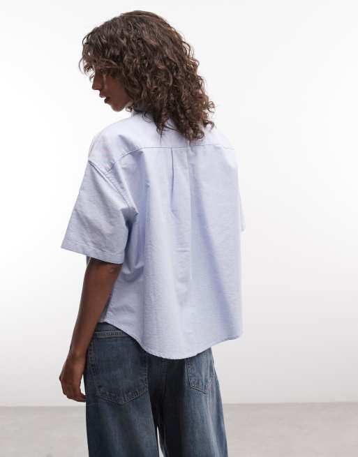 Carhartt WIP kaia short sleeve shirt in bleach blue, 4 of 4