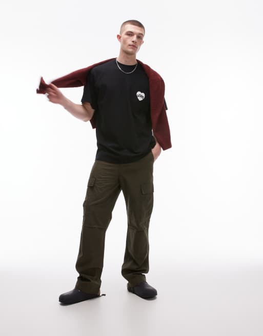 Carhartt WIP - Kakifarvede regular-cargobukser med camouflageprint
