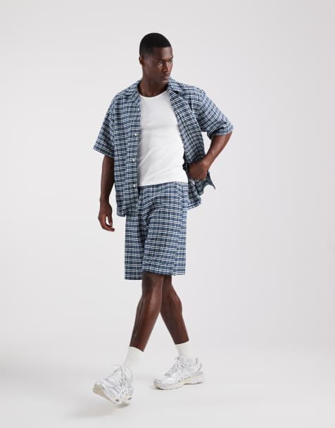 Carhartt WIP – Kander – Blårutigt set med skjorta och shorts - view 1